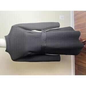 ModCloth Textured Knit Dress 2X Black Long Sleeve Mock Neck Belted Waist A-Line